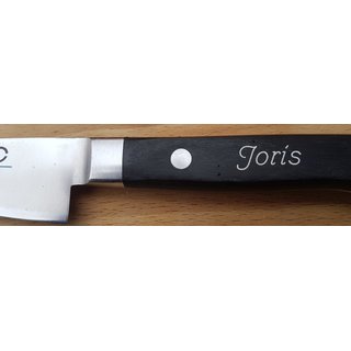 Gravur in Schreibschrift f&uuml;r 1 Messer